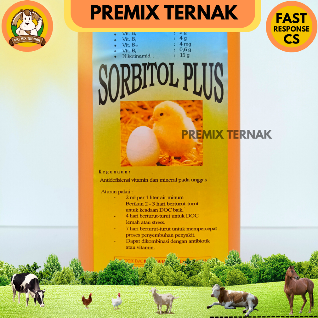 SORBITOL PLUS 1 L - Multivitamin Anak Ayam DOC Meningkatkan Kesehatan &amp; Pertumbuhan, Menghilangkan Stress, Mengurangi Angka kematian doc ayam