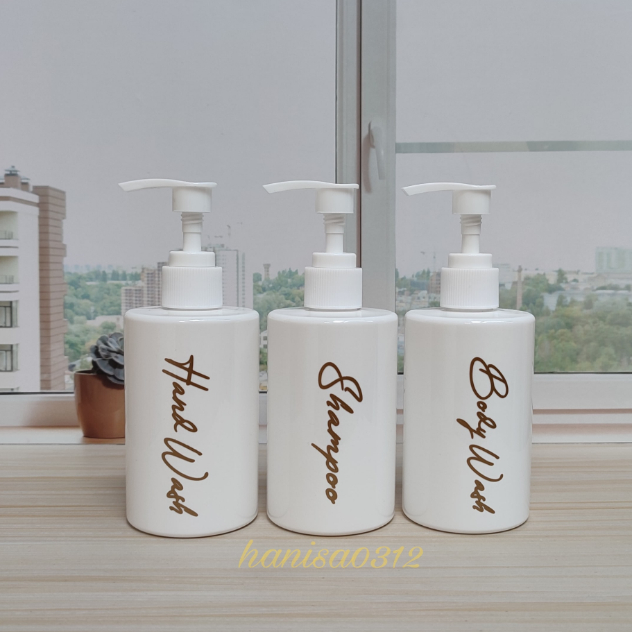 Botol Pump Aesthetic 250ml Putih Glossy / Botol Pump 250ml Tempat Sabun Cair