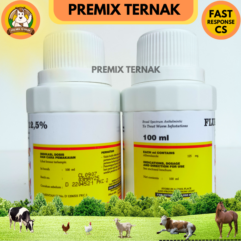 FLUKICIDE ORAL 100 ml - Flukicid Obat Cacing Minum Hewan Sapi Kerbau Kuda Domba - like Ceta Bendazol