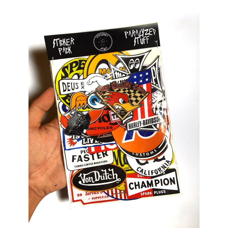 

RK (VOL III) 34PCS STICKERPACK MOTOR STIKER LAPTOP MOONEYES VONDUTCH DEUS EX MACHINA VONDUTCH
