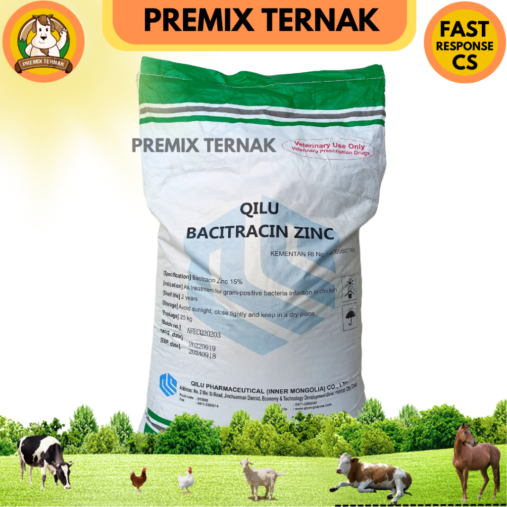 AGP AYAM BROILER - BACITRACIN ZINC 15% 1KG  - PEMACU PERTUMBUHAN AYAM PEDAGING BROILER - ANTIBACTERI GROWTH PROMOTOR - AGP AYAM