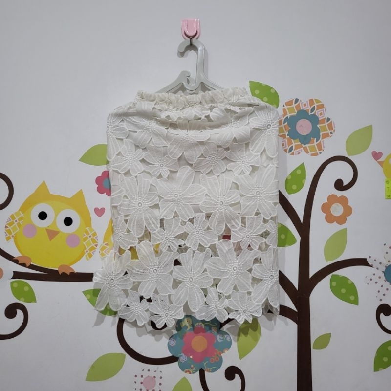 Rok Bordir Bunga Putih