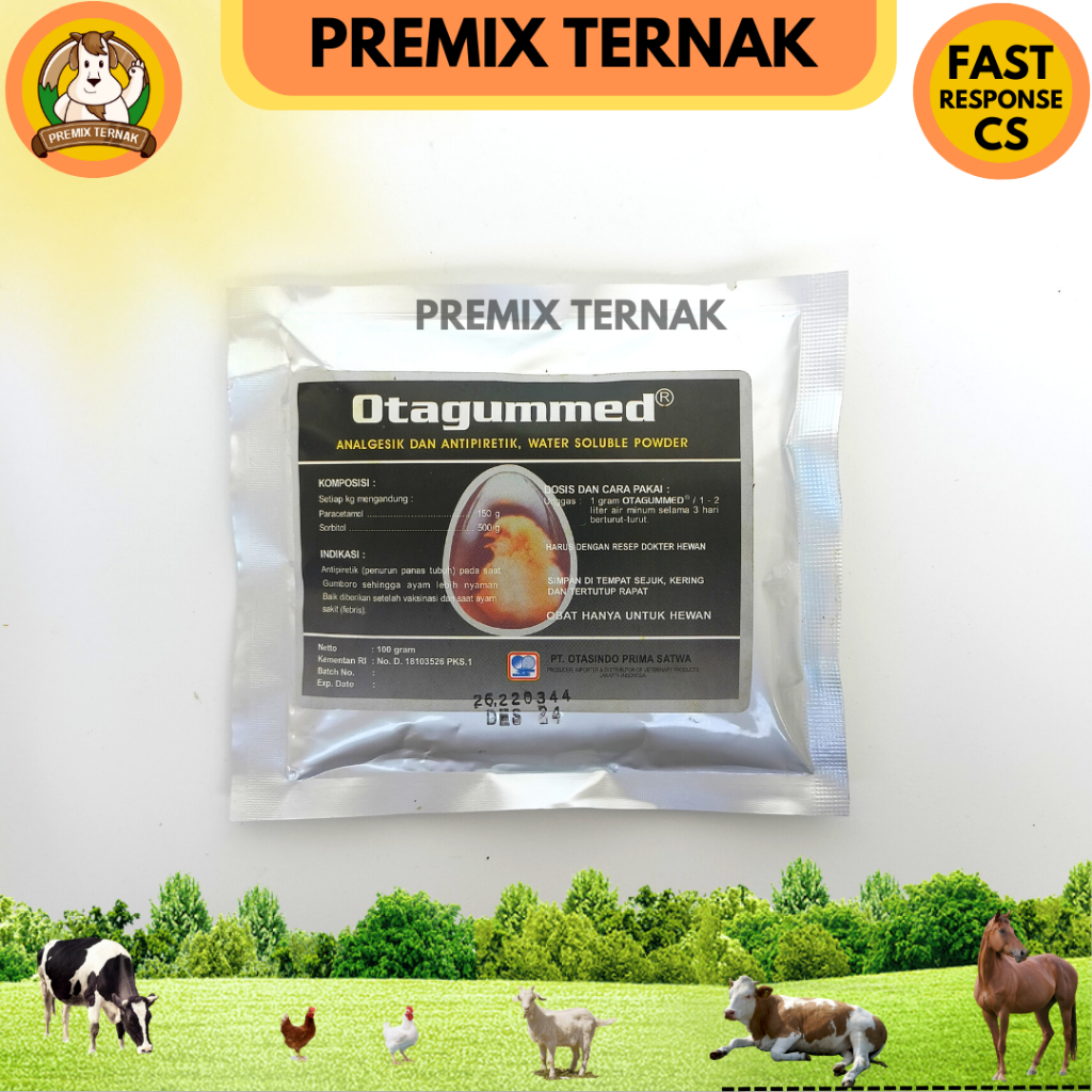 OTAGUMMED 100 gr - PARACETAMOL- Analgesik dan Antipiretik ayam unggas - obat peradangan SEPERTI PARAGIN