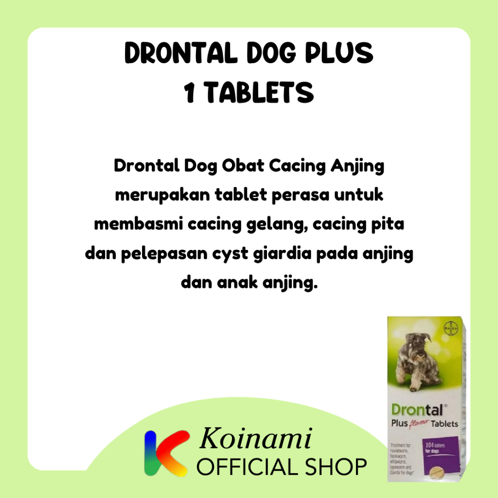 DRONTAL DOG PLUS TASTY 1 TAB / Obat Cacing Anjing