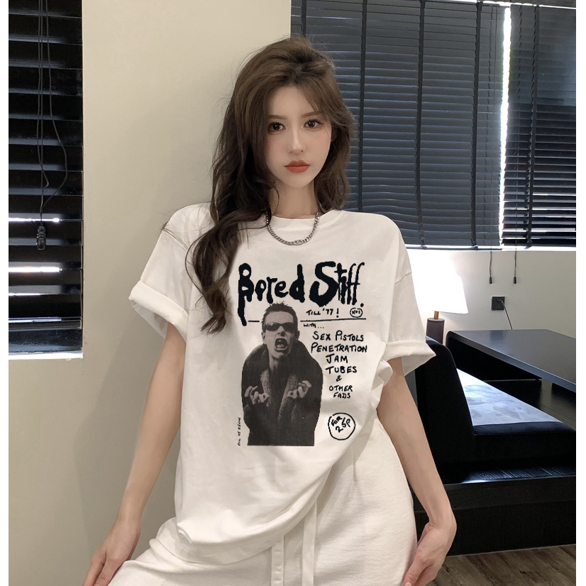 kaos wanita korean style graphic graffiti print t-shirt import lengan pendek oversize kaos wanita kekinian