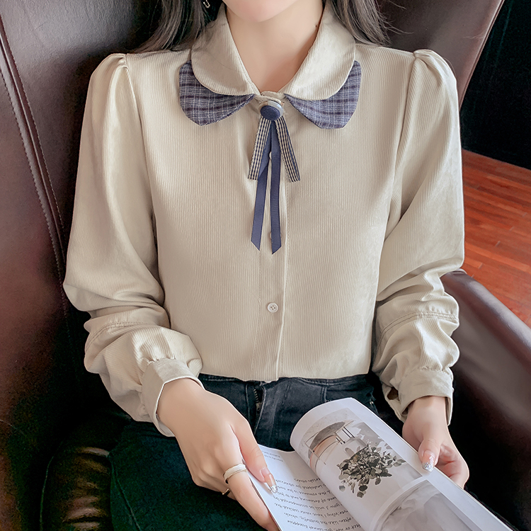 yikoo-Kemeja korea vintage shirt atasan wanita blouse