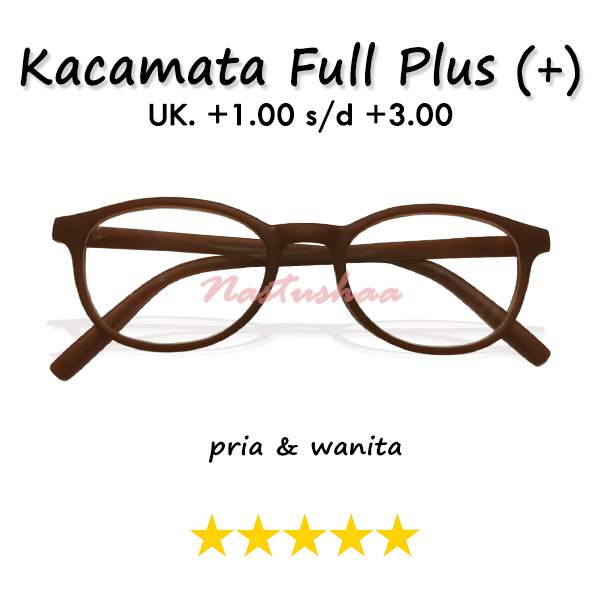 Kacamata Plus (+) Uk. +1.00 s/d +3.00 Bingkai Model Polos Warna Frame Coklat Kacamata Rabun Dekat Untuk Pria Maupun Wanita NOCASE