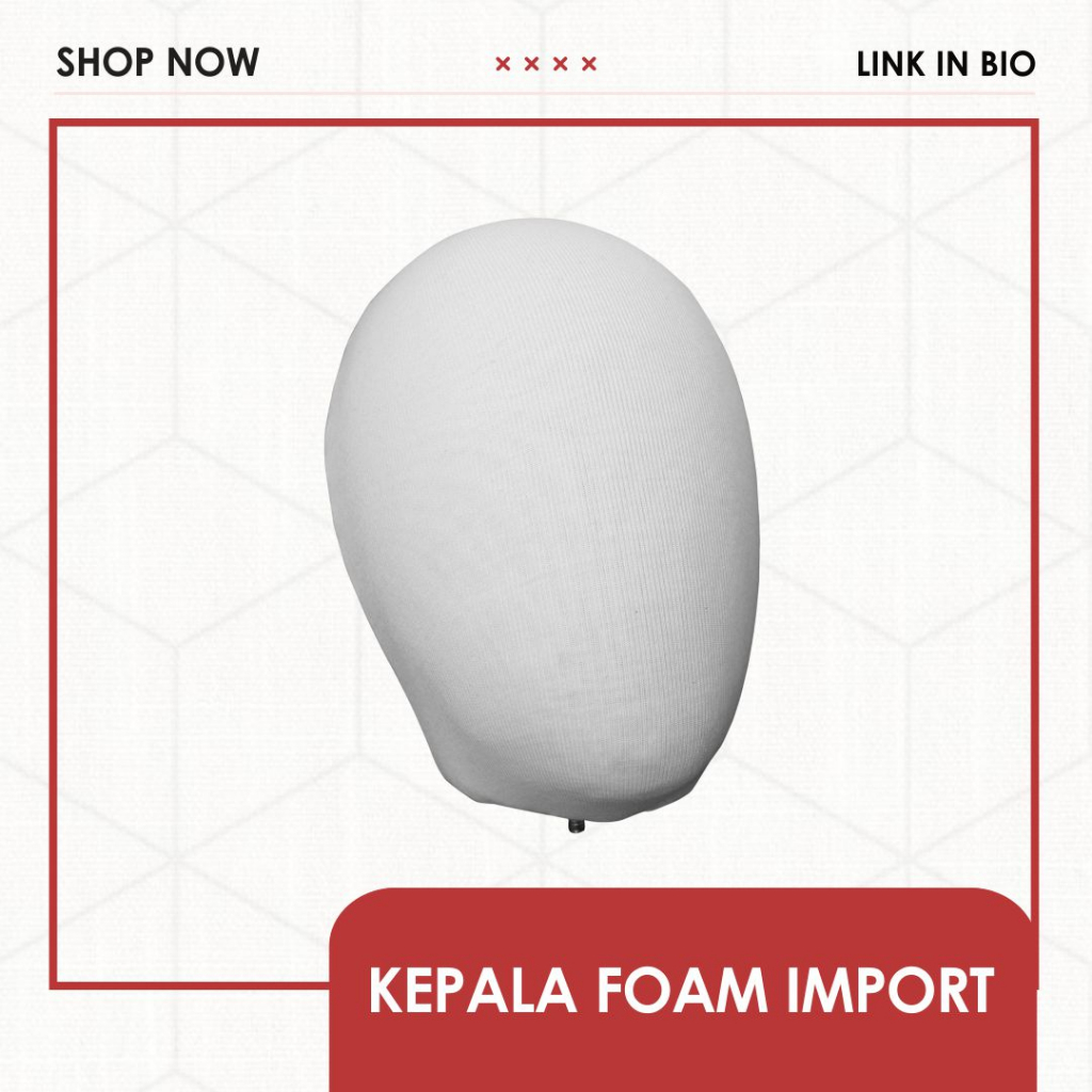 Kepala Foam Import Manekin Dewasa Tusuk Jarum, Kepala Manekin Murah