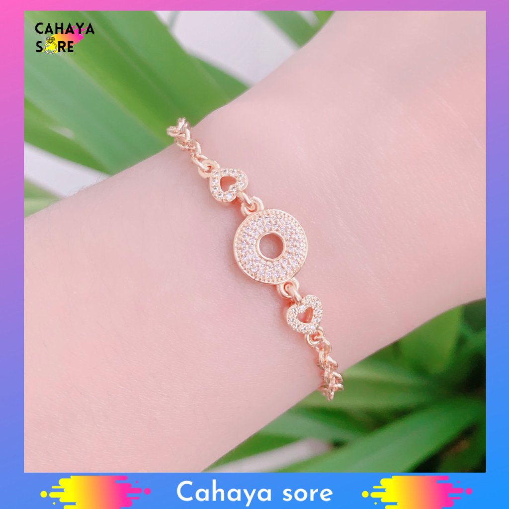 Gelang Xuping Gold Gelang Tangan Dewasa Model Serut Permata Three Love G39