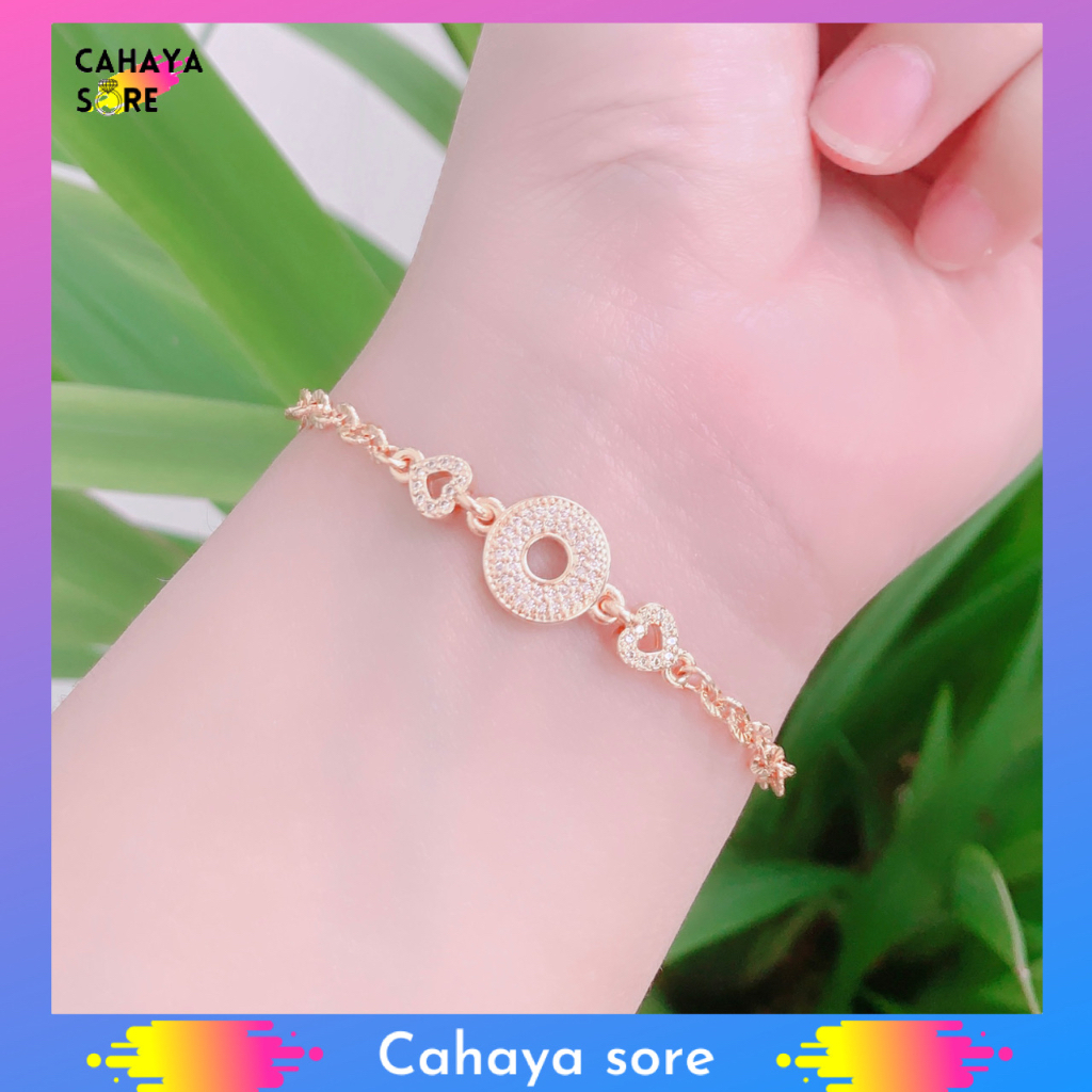 Gelang Xuping Gold Gelang Tangan Dewasa Model Serut Permata Three Love G39