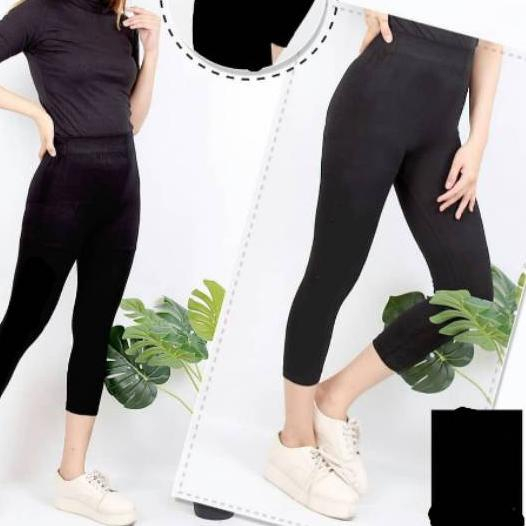 CELANA LEGGING HW 7/8 HITAM POLOS