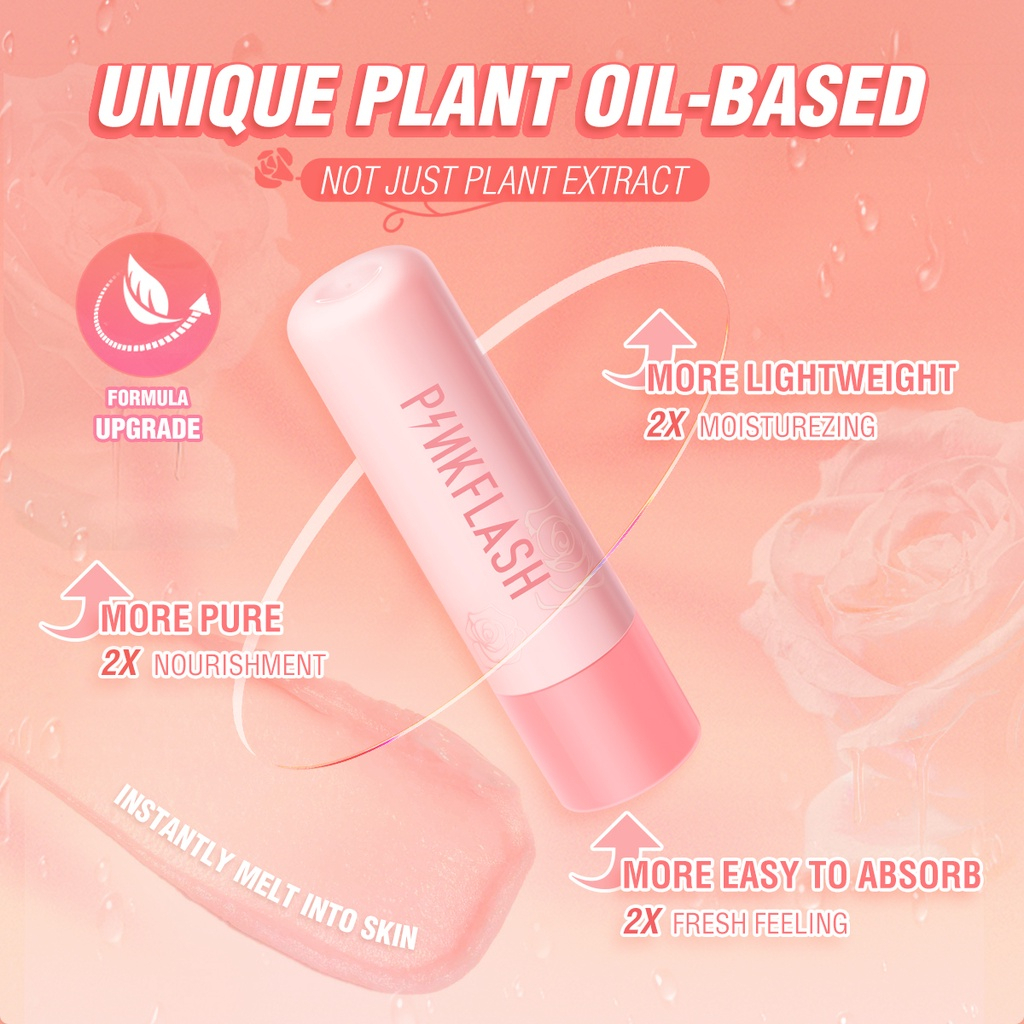 PINKFLASH Plant Oil-Based Lasting Moist Lip Balm Lip Care Deep Hydration 4 Natural ingredients Repair Nourish Reduce Wrinkles