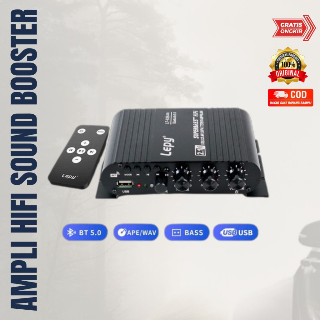 Audio Amplifier Mobil Bluetooth USB HiFi Sound Booster with Remote - LP-838USB - Penguat Daya Mobil 