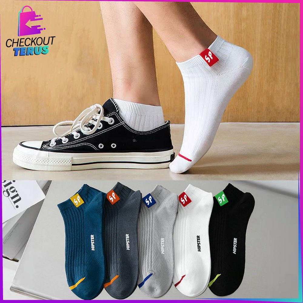 CT P577 Kaos Kaki Pria Wanita Polos Casual Motif Hipster Kaus Kaki Sport Pendek Ankle Socks Korea Unisex Semata Kaki  Import