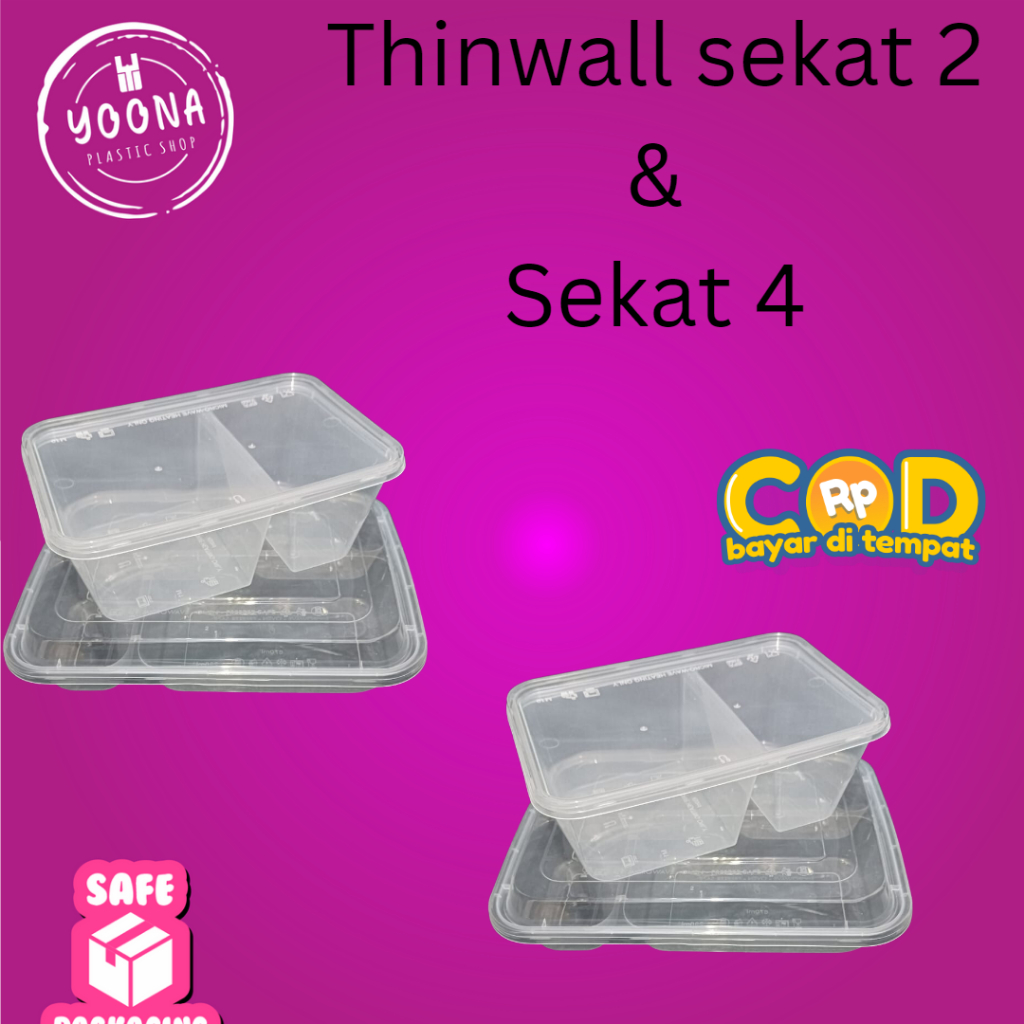 Thinwall 4 Sekat Dome | Thinwall Sekat 2 | Kotak Makan 4 Sekat | Thinwall Bento 4 Sekat | Thinwall V