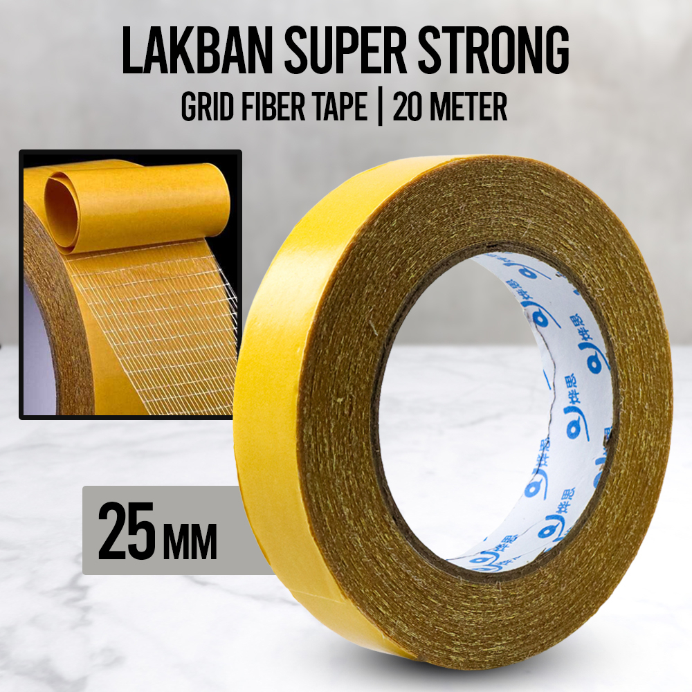 YX Lakban Super Strong Grid Fiber Tape 20 Meter - SQ20M - Transparent