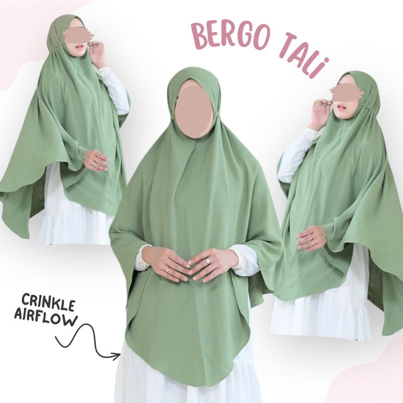 Bergo maryam jilbab instan / bergo tali jumbo / jilbab bergo crinkle airflow