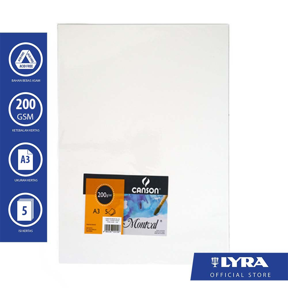 

Canson Kertas Lukis / Watercolor Paper Montval 200gsm A3 5 Lembar - Putih Natural, Cold Pressed