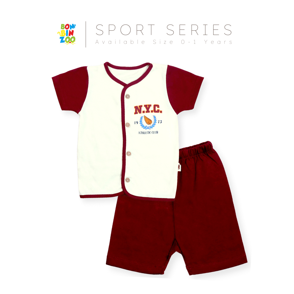 BONBINZOO SPORT SERIES SET - SETELAN PENDEK BAYI KC DEPAN 0-12 BULAN