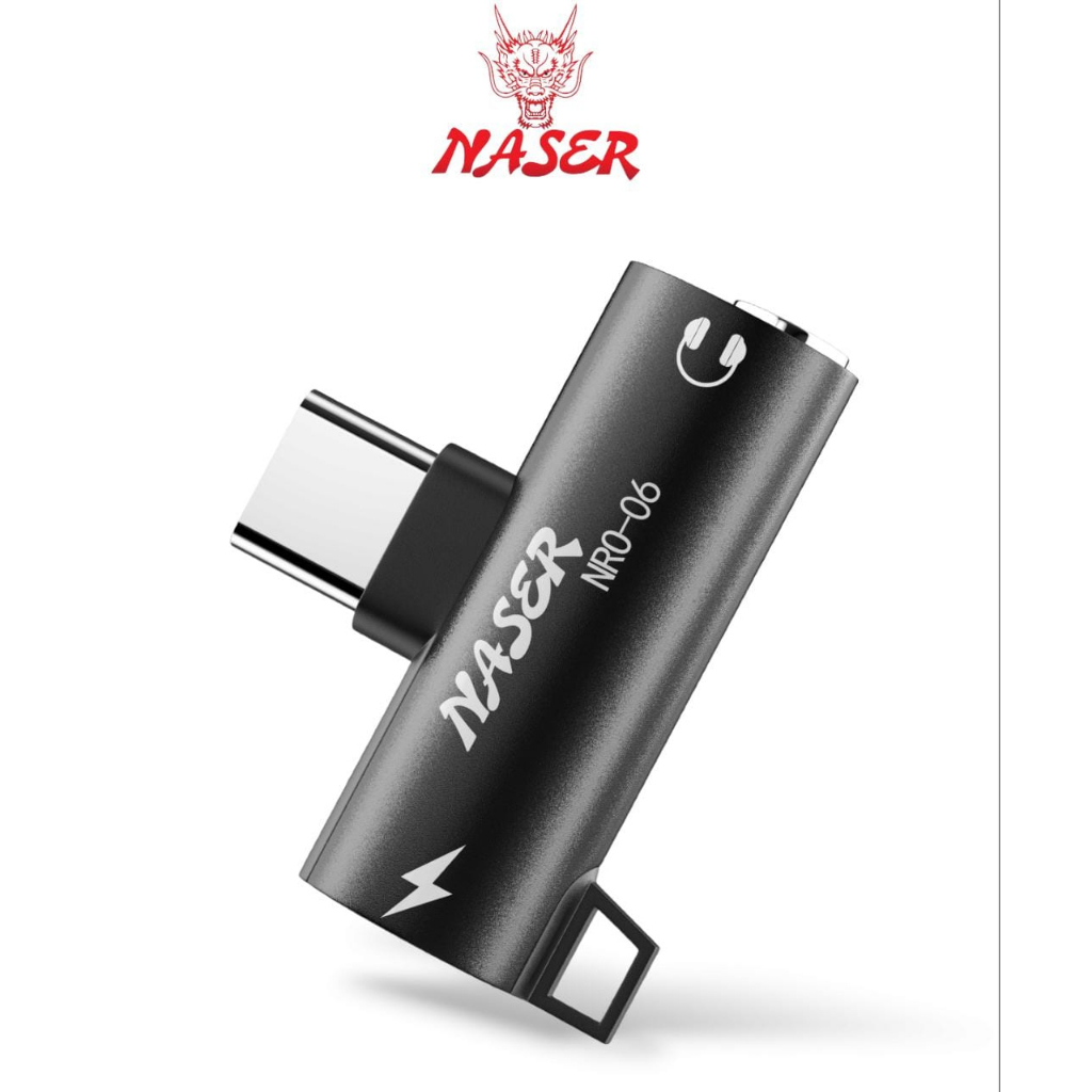 NASER OTG TYPE C TO 3.5MM AUDIO NRO-06 / OTG SPLITER CONVERTER 2in1 Sambungan Headset dan Charger Usb C