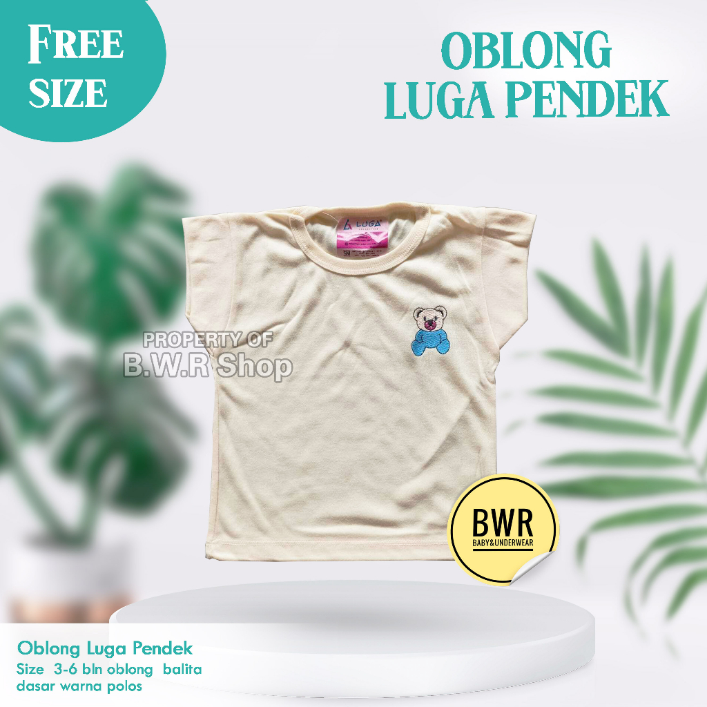 Oblong Luga PENDEK Warna Polos  Kaos Oblong Anak 1-2 tahun Pendek - Bwr