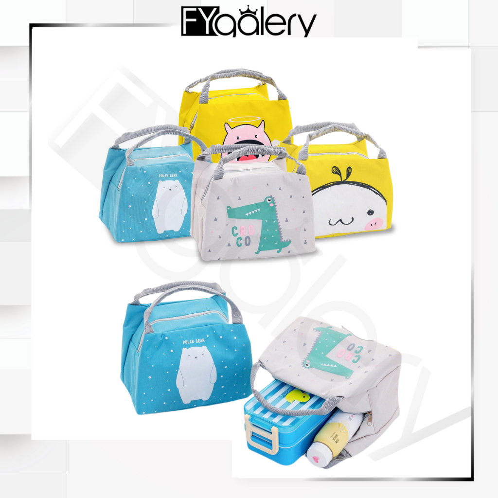 FYGALERY Tas Bekal Karakter Lunch Bag Cooler Tas bekal Alumunium Motif