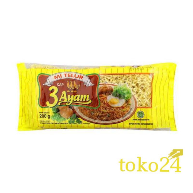 

Mie Telur Cap 3 Ayam 200 gr