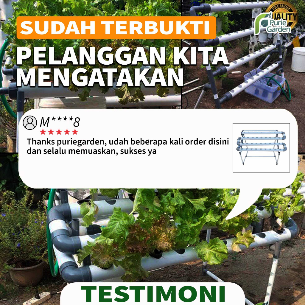 Paket Instalasi Modul Hidroponik DFT NFT Food Grade 36 Lubang Purie Garden PG KDR