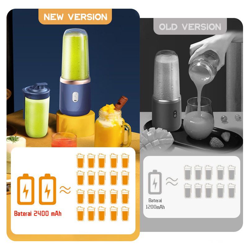 Portable Mini Juice Blender Mini Mixer Ice Crusher 6 Pisau Juicer Portable Usb Pembuat Jus Elektrik Rechargeable