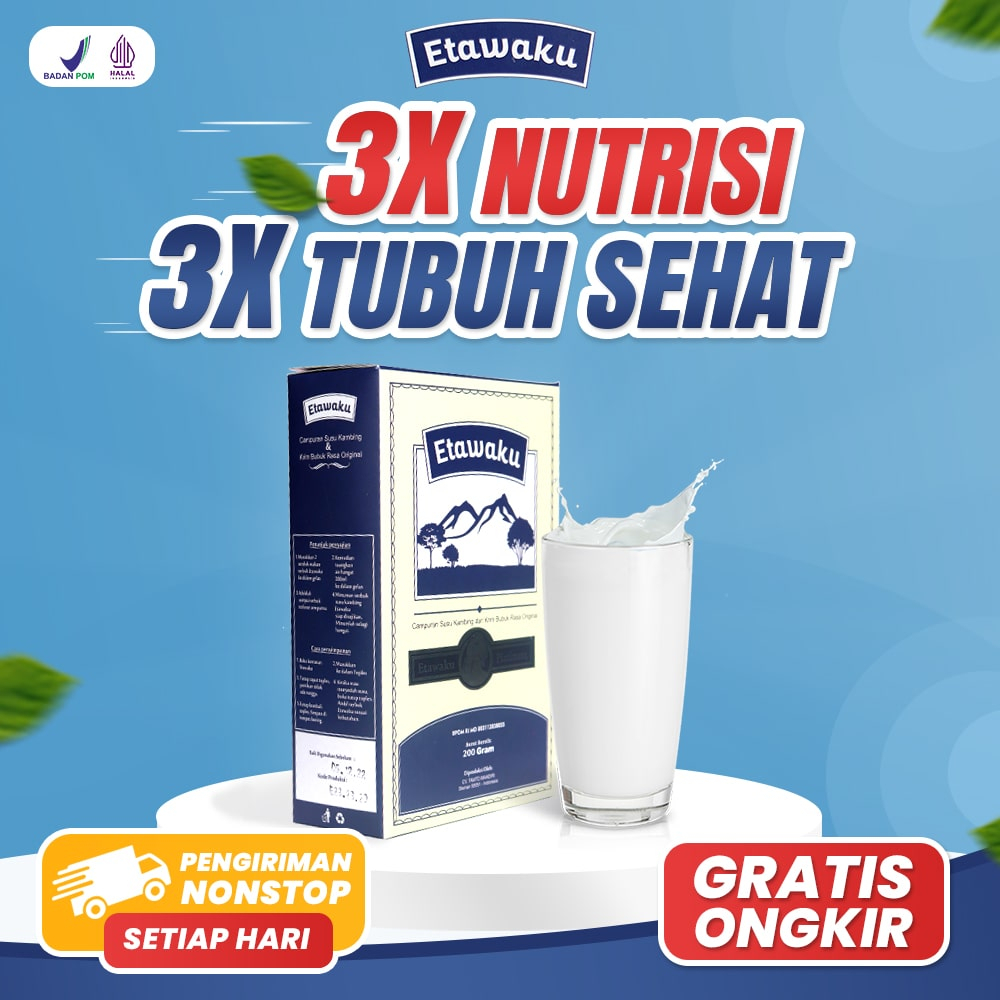

Susu Etawaku Platinum 3x Mengandung Nutrisi menjadi Tubuh Sehat Persendian Sembuh Masalah Pernafasan Teratasi Asma TBC Asam Urat Osteoporosis Susu Kambing Etawaku Etawalin