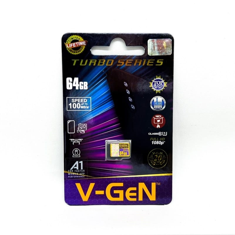 Memori  Vgen Micro SD V-Gen Memory Card 64gb Class 10 Turbo Vgen Memory HP VGEN