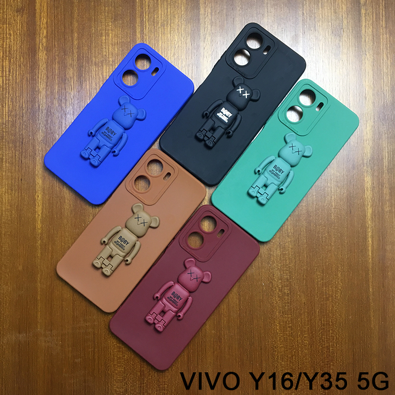 Holder SoftCase VIVO T1 5G VIVO Y75 5G VIVO Y55 5G VIVO Y33 5G VIVO Y16 VIVO Y35 5G VIVO Y35 VIVO Y02S VIVO Y22 VIVO Y22S Casing Stand Bentuk Beruang Penyangga Hp Soft Case