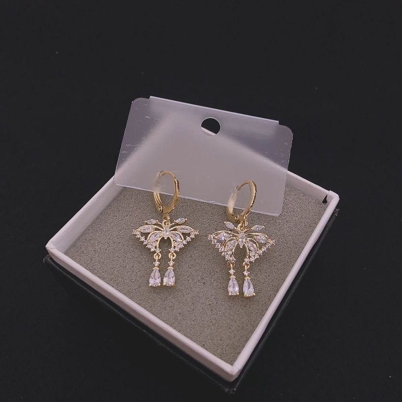 Anting Silver925 Perak mata tanam kilau mirip emas asli Premium Quality Anti Karat anti alergi S27