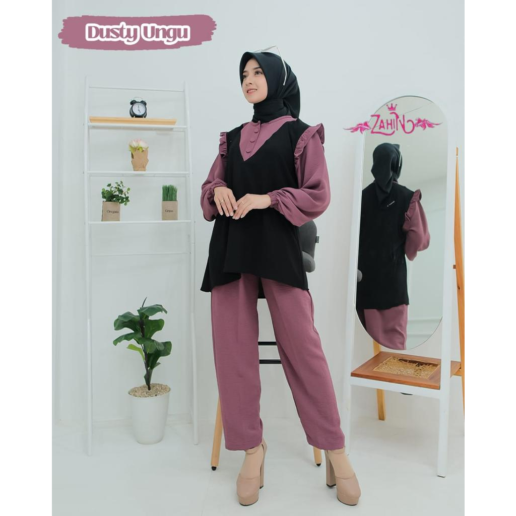 SET CELANA KERJA KASUAL CRINGKEL ZAHIN KANAYA HALIZA SETELAN WANITA MODIS CASUAL HANGOUT STYLE