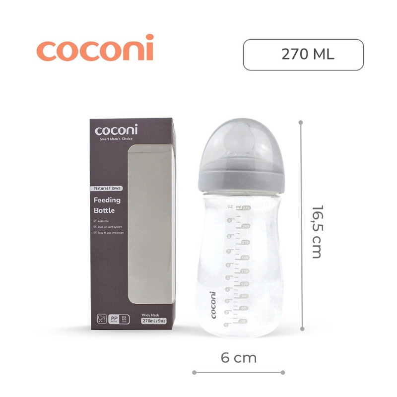 Coconi Wide Neck Baby Feeding Bottle 150ml 270ml / Botol Susu