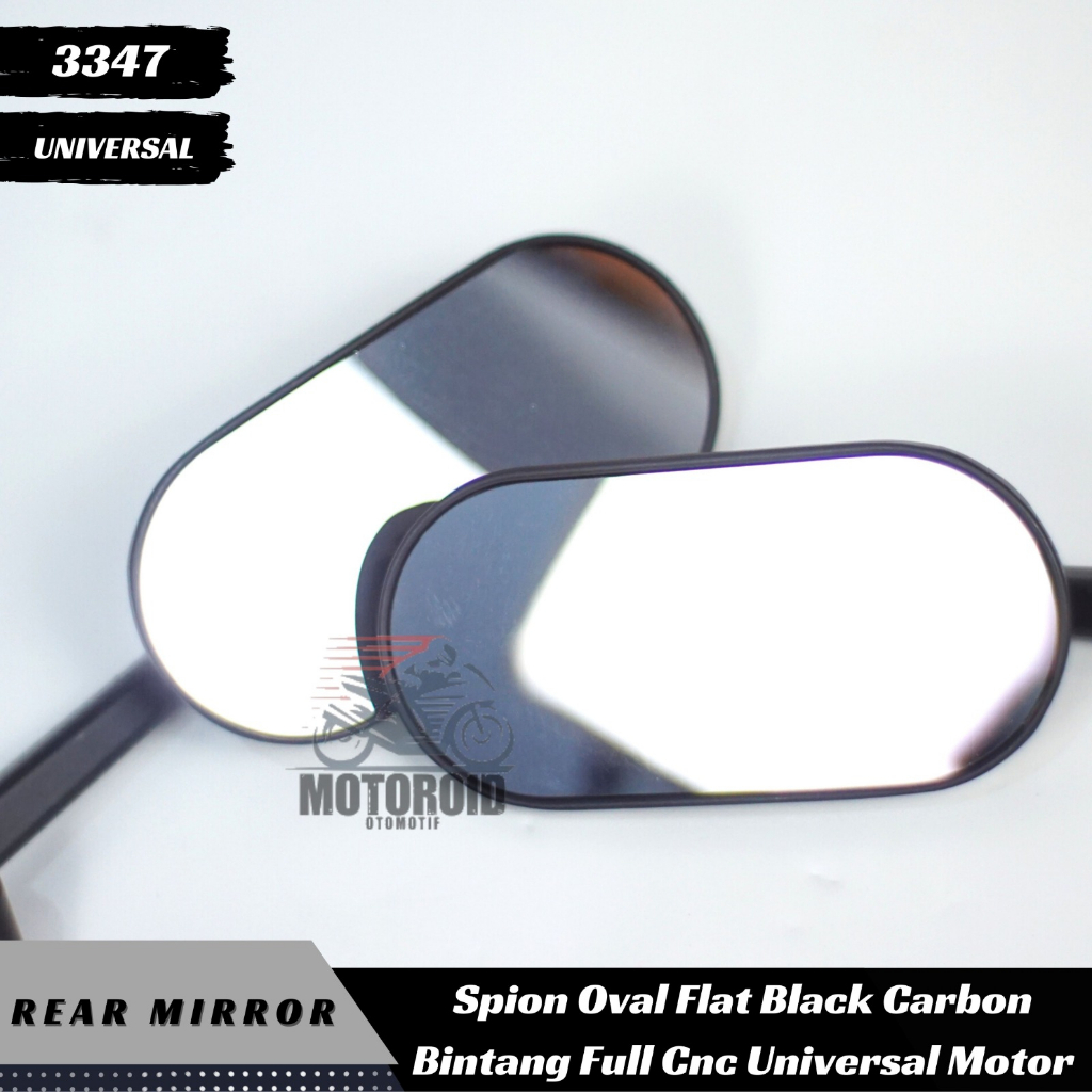 Spion Bintang Oval Carbon Black HY Full Cnc Universal