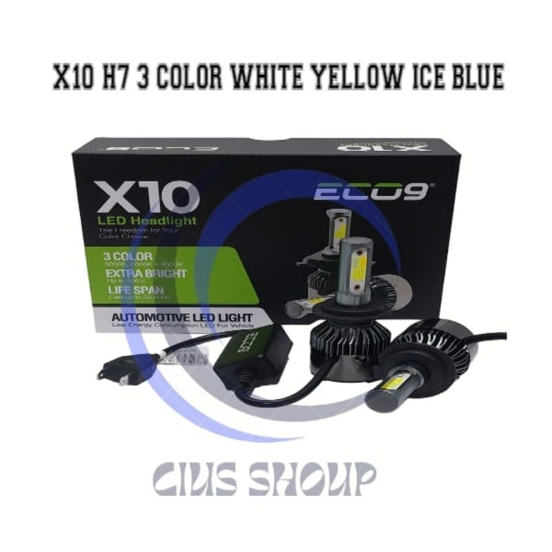 LAMPU LED HEADLAMP/FOOGLAMP  MOBIL X10 ECO9 3 COLOR WHITE YELLOW ICE BLUE H4 H11 H7 HB4(9006) FOGLAMP / HEADLAMP MOBIL