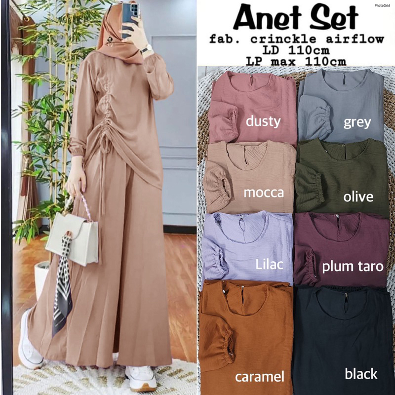 Anet Set - SetCel One Set Kulot Crinkle Premium Terbaru  Setelan Wanita Crinkle / 539-7202