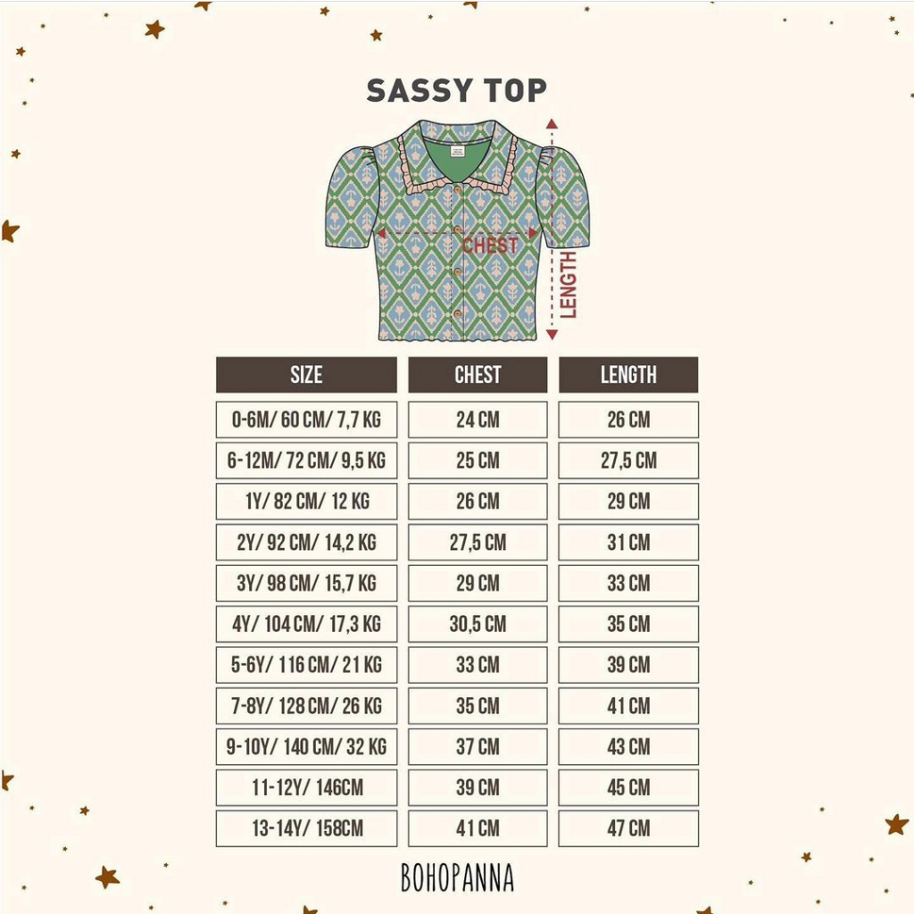 BOHOPANNA - SASSY TOP - Atasan Anak Perempuan