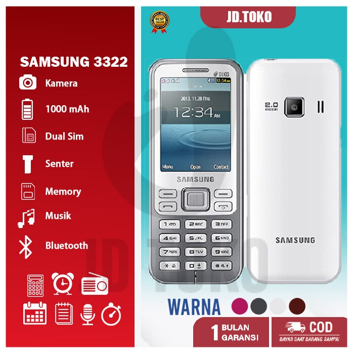 hp samsung GT-C3322 dual-SIM ponsel tombol besar Garansi 1 Bulan