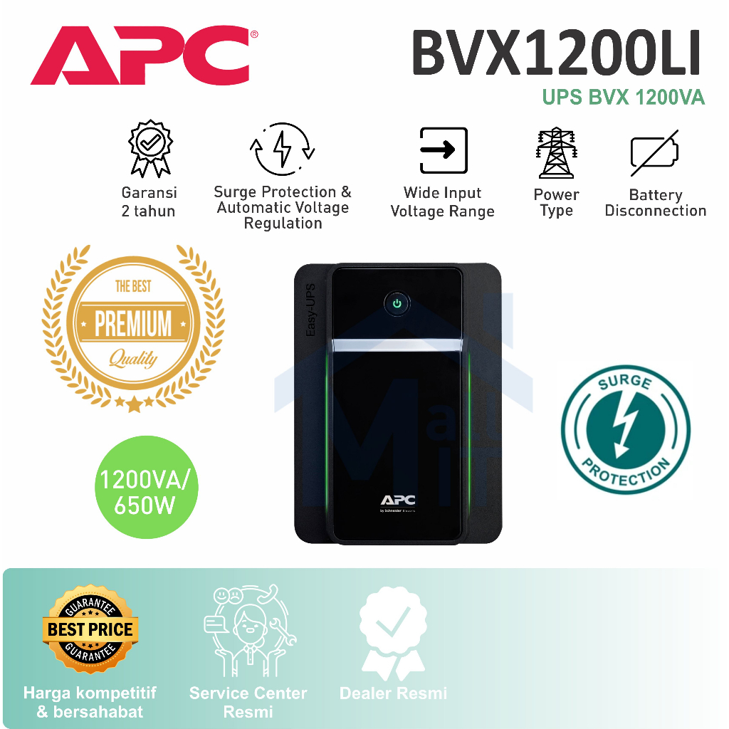 (Bisa Cod) UPS APC UPS BVX 1200VA 650W USB Charging BVX1200LI-MS Surge Protection