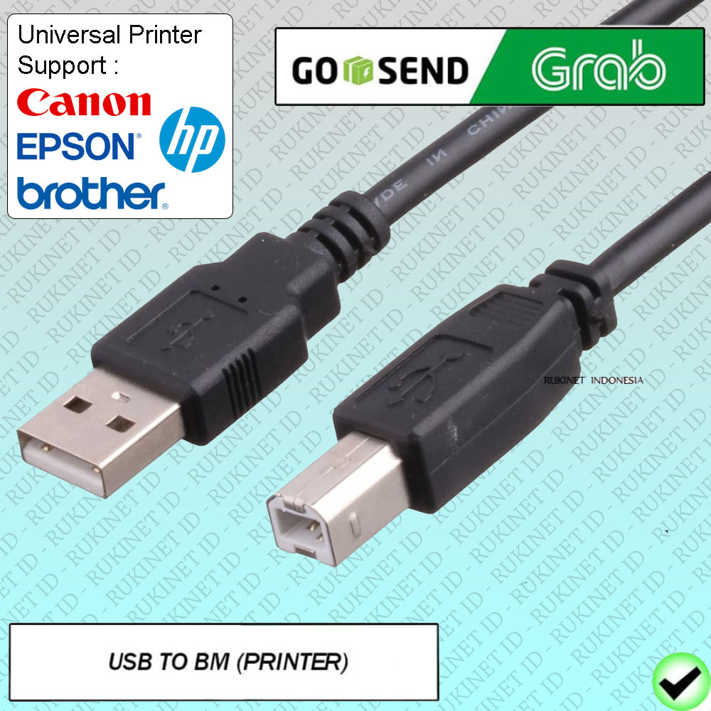 PAKET Kabel USB Printer + Kabel Power Universal Siap Pasang