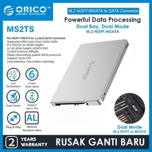 Jual CONVERTER M2 NGFF / MSATA to SATA ORICO MS2TS M2 Berkualitas