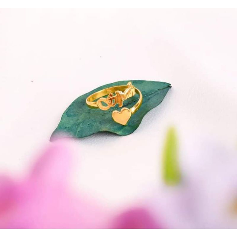 Cincin Nama titanium anti karat cincin nama sendiri elegan lapis emas