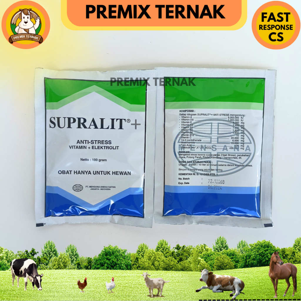 SUPRALIT PLUS 100 gram - Vitamin anti stress pada ayam petelur pedaging broiler layer unggas - Vitamin ayam