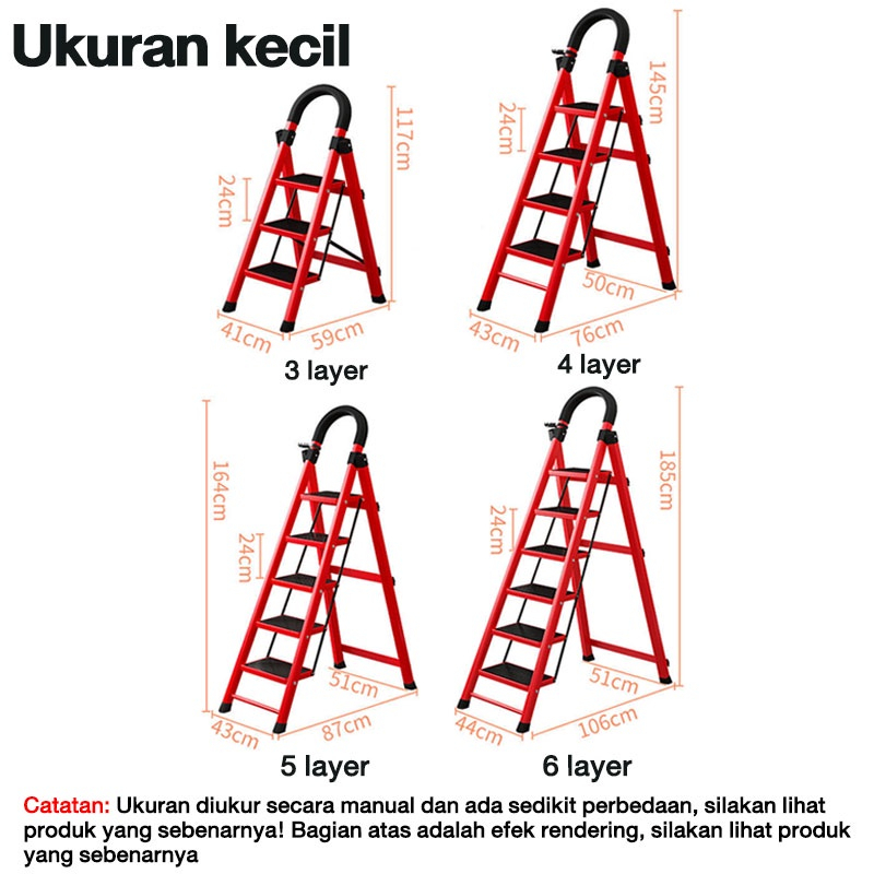 Reaim Tangga 3/4/5/6 Step Rumah Lipat Tangga Besi Lipat Household Steel Ladder/ Tangga Lipat Aluminium 6 Step Premium Ladder