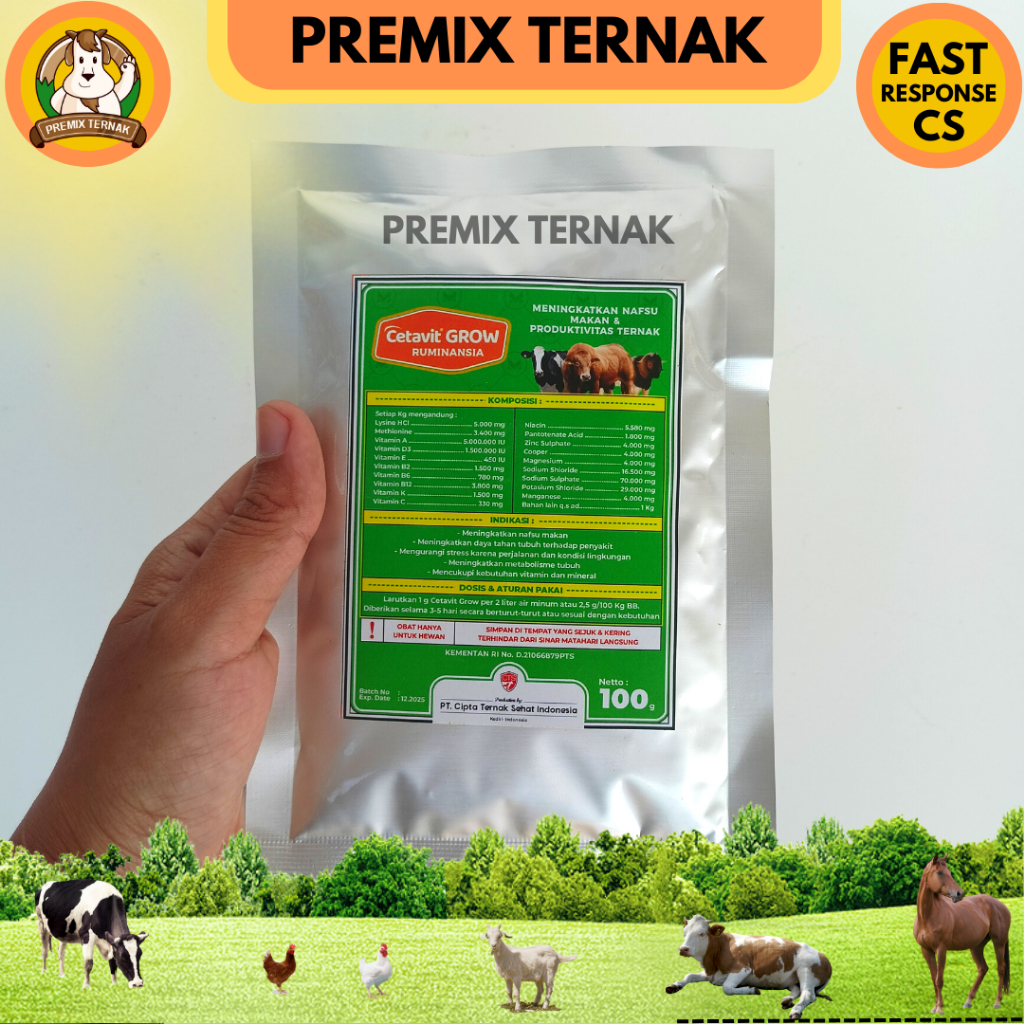 CETAVIT GROW 100gr - Vitamin Pnggemuk dan Nafsu Makan Sapi kambing Domba