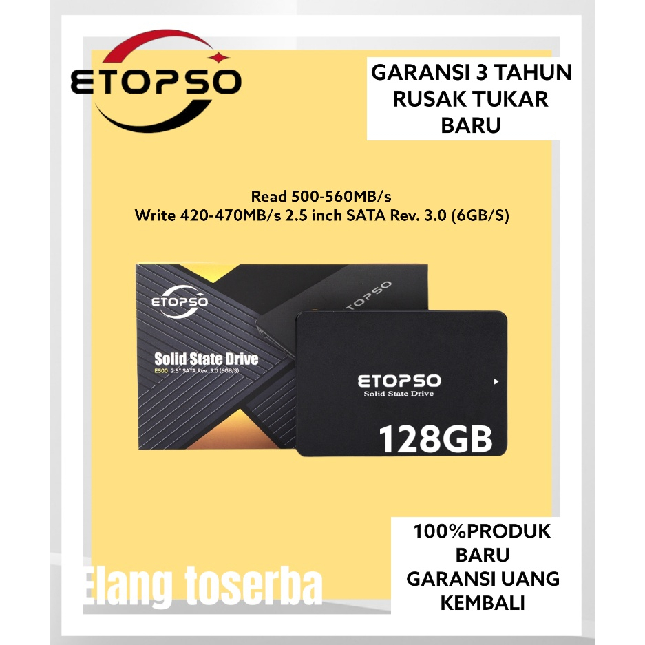 ETOPSO SSD 128GB SATA GARANSI 3 TAHUN