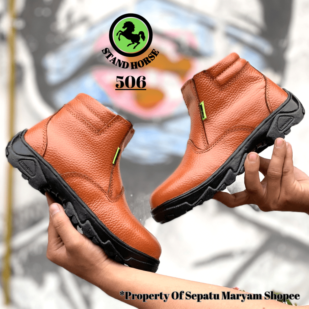 Sepatu Pria Septi Ujung Besi Safety Shoes Kulit Asli Sepatu Proyek Tambang Lapangan Safty Boots SNI