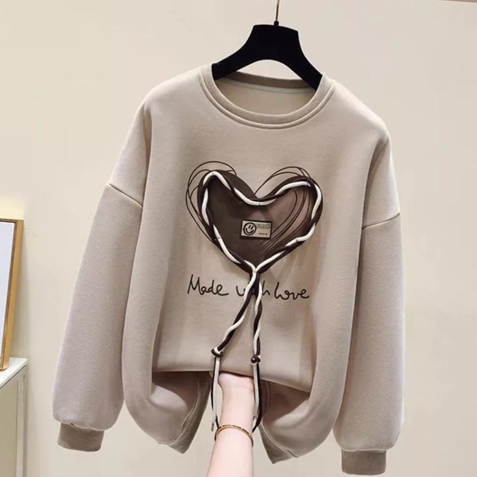 Sweater Wanita MADE WITH LOVE OVERSIZE - Crewneck Wanita Oversize